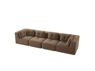 Canapé modulaire 4 places en velours côtelé marron 386x104x69 cm