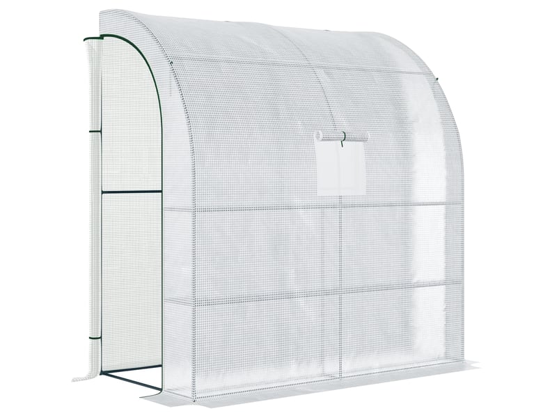  Serre adossée 200x100x215 cm avec portes enroulables et fenêtres en maille métal blanc  - Conforama A