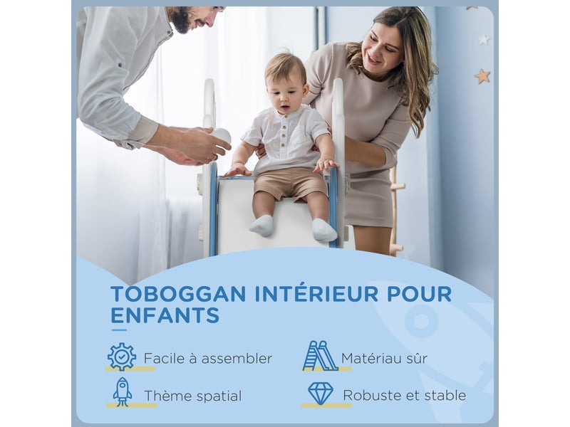 Toboggan pour enfants toboggan intérieur pour enfant, de 18 à 36 mois, jusqu'à 30 kg, 157l x 46,5l x 80h cm, bleu - Conforama R
