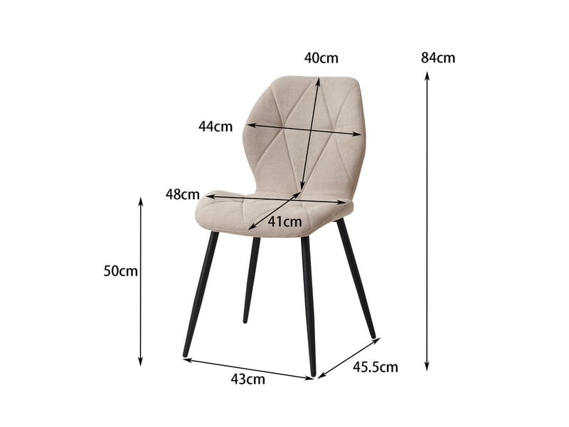  Lot de 6 chaises - chaise de salle à manger vintage en forme de diamant - chaise en lin - pieds en métal(beige) Grand-house - Conforama C