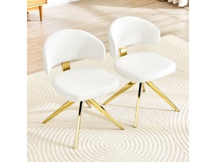 Ensemble de 2 chaises modernes à dossier incurvé, cuir pu rembourré, piètement métal 4 pieds, pivotantes
