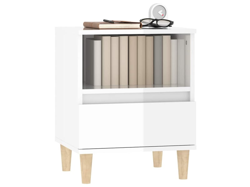  Lot de 2 tables de chevet - cabinet de chevet - table de nuit blanc brillant 40x35x50 cm  - Conforama C
