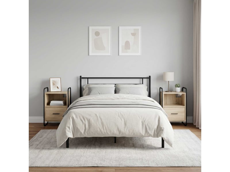  Vidaxl chevet suspendu 2 tiroirs chêne sonoma mural meuble rangement 40x30x60cm salon chambre  - Conforama B