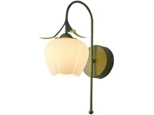 Applique murale fleur verte –style nordique vintage en verre de lait pour chambre à coucher lumière blanche