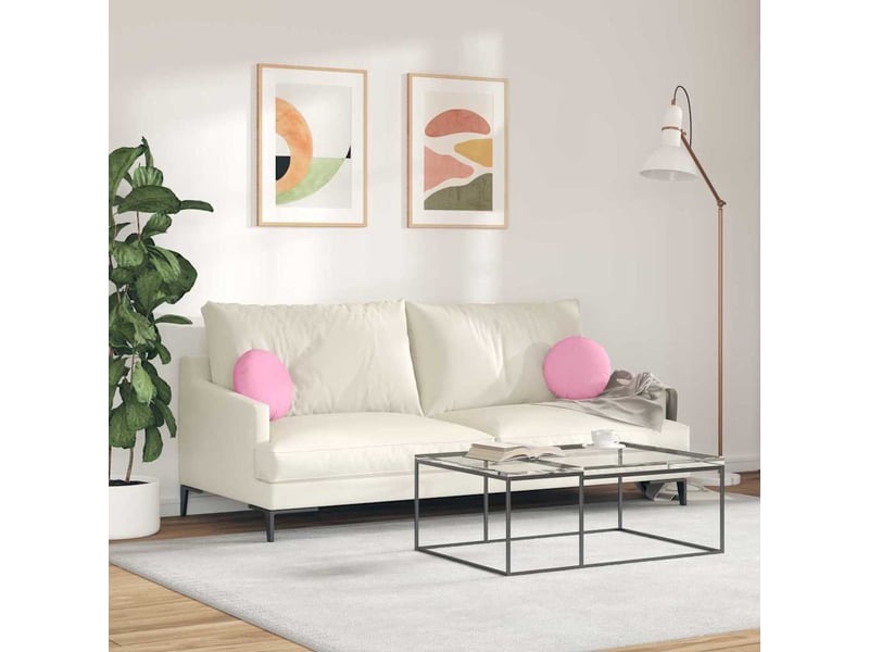 Lot de 2 coussins de siège, coussins décoratifs tissu rose ø30 x 13 cm cf59853 - Conforama D