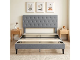 Lit 2 places 140x190 cm <strong></strong> <strong></strong> coloris gris