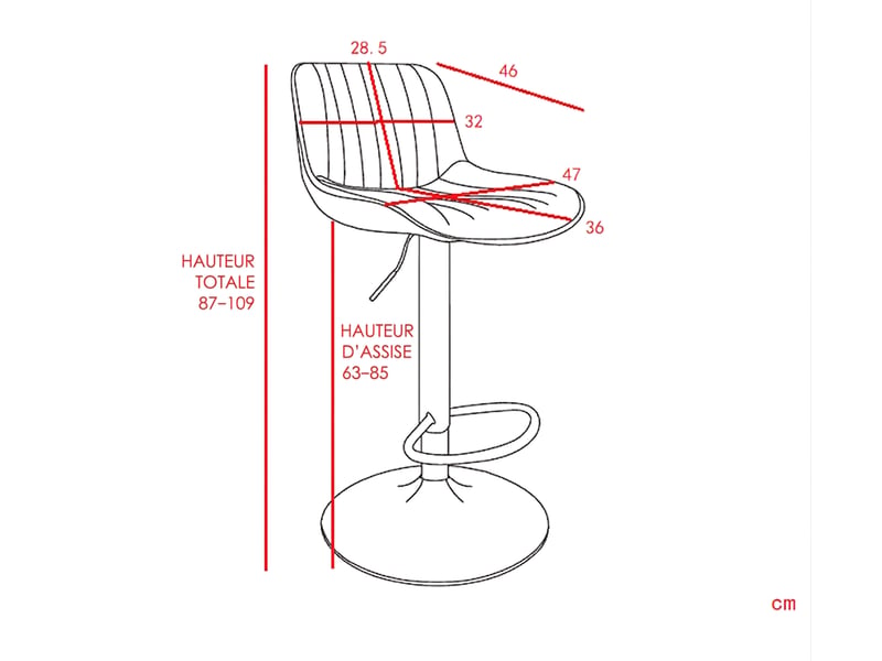  Lot de 2 chaises de bar et tabourets de bar en velours marron, siège pivotant à 360 degrés, réglable en hauteur avec dossier ergonomique  - Conforama C