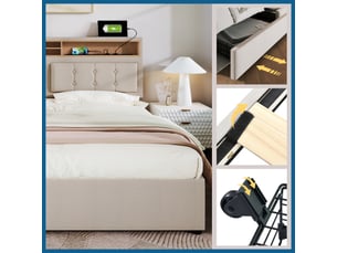 Lit avec rangement 140x200 cm coloris beige