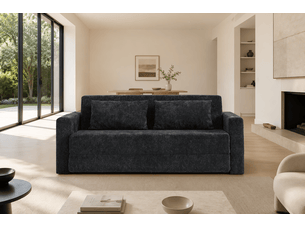 Canapé convertible pliant 2 places avec usb, porte-gobelets, poches latérales et coussins en chenille noir et gris
