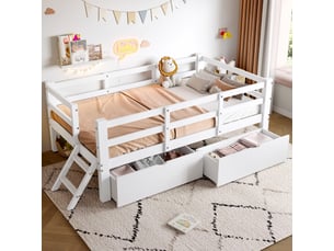 Lit avec rangement 90x200 cm <strong></strong>  <strong>Sol Morn</strong> coloris blanc