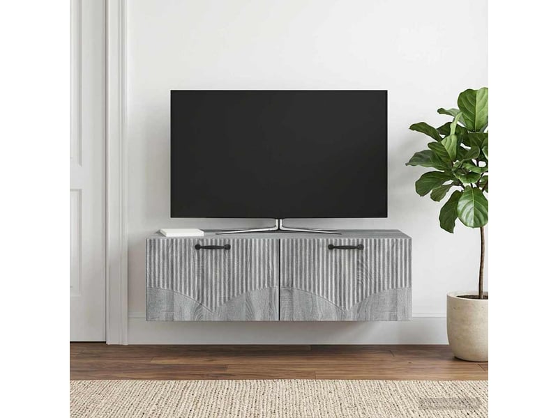  Meuble tv - banc tv - meuble de rangement mural sonoma gris 98 x 41 x 30 cm bois d'ingénierie  - Conforama B