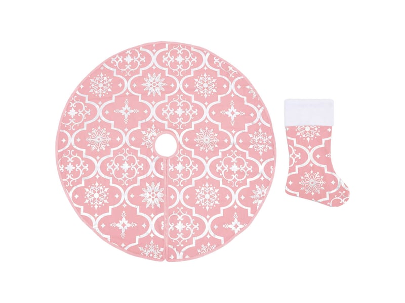 Jupe de sapin de noël de luxe avec chaussette rose 150 cm tissu  - Conforama A