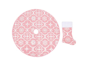 Jupe de sapin de noël de luxe avec chaussette rose 150 cm tissu