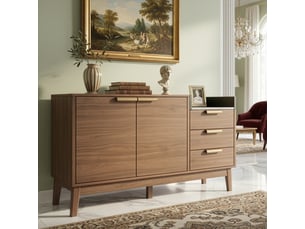 Buffet 2 porte(s) 3 tiroir(s) <strong>ROLIPO</strong> <strong></strong> - 40 cm coloris marron