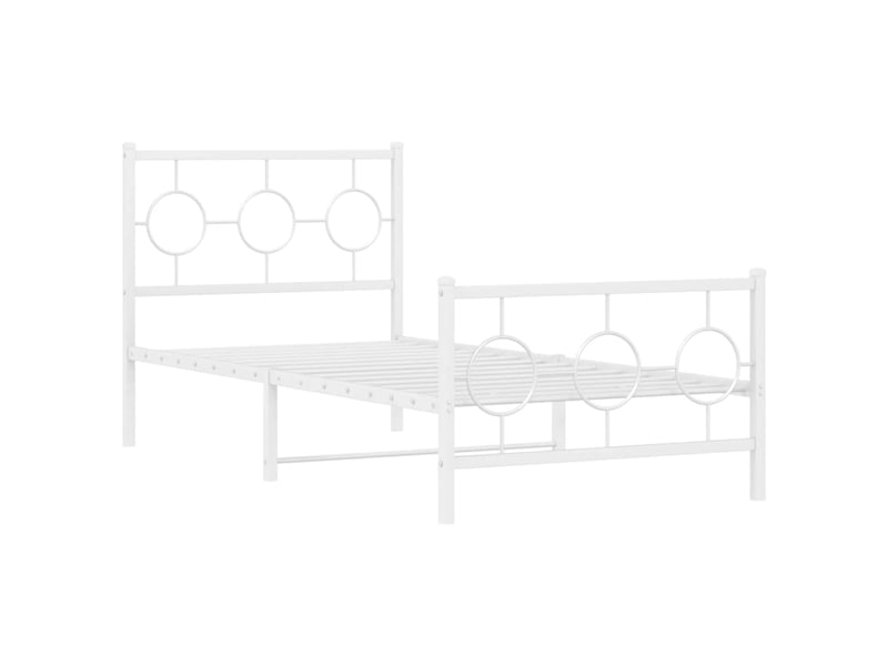  Lit simple- lit adulte -  cadre de lit métal sans matelas avec pied de lit blanc 90x190cm  - Conforama B