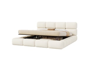 Lit coffre 200x200 cm SAPGAKS coloris blanc