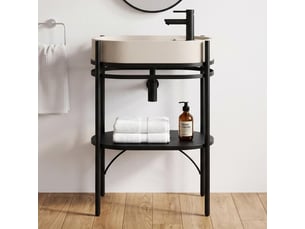 Meuble simple vasque lucia sur pieds 55cm métal noir et vasque béton