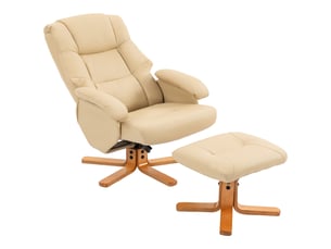 Fauteuil relax avec repose-pied fauteuil de relaxation pivotant 360° dossier inclinable charge 120 kg beige
