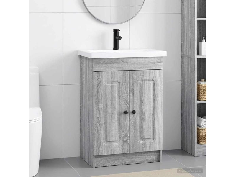 Ensemble de mobilier de salle de bain sonoma gris shl1939 - Conforama B