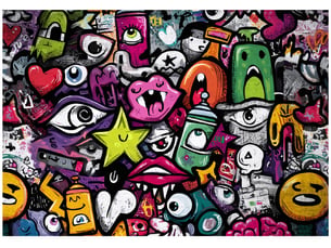 Papier peint panoramique intissé garçon graffiti coloré - 400x280 cm - papier peint enfant