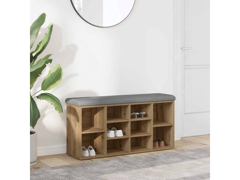  Banc à chaussures, banc de rangement chêne artisanal 102x32x50cm bois d'ingénierie  - Conforama B