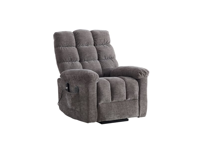 Fauteuil relax électrique releveur massant et chauffant en chenille gris Fay Lum - Conforama A
