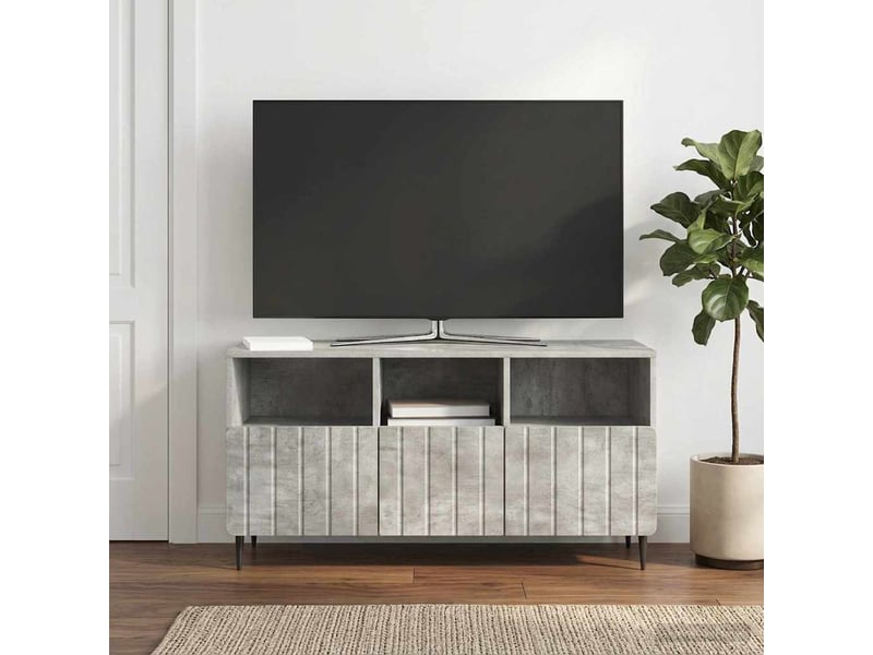  Meuble tv - banc tv - meuble de rangement gris béton 102 x 34,5 x 50 cm bois d'ingénierie  - Conforama D