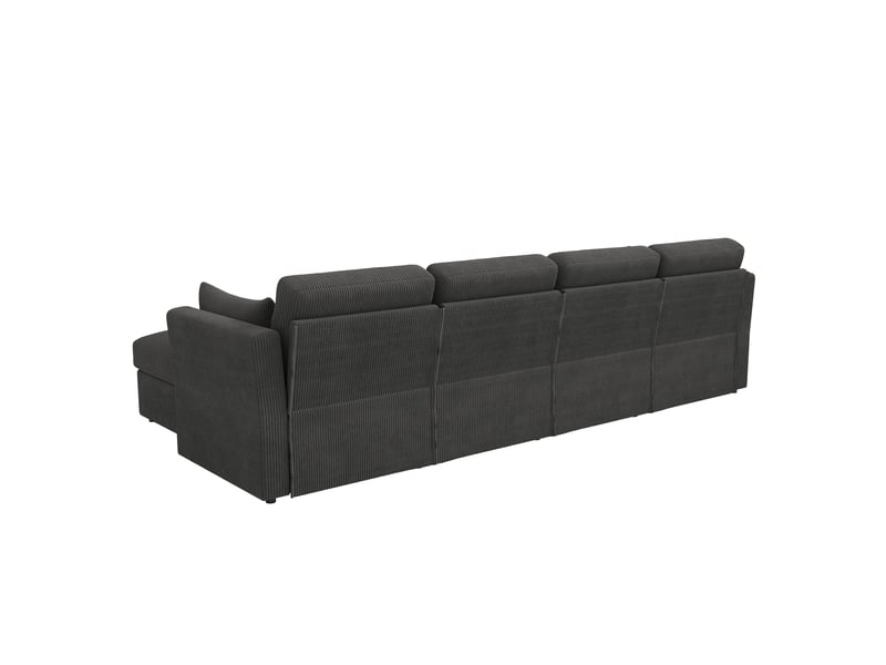  Canapé modulaire u lora gris 6 places en velours côtelé avec accoudoirs réglables et pouf amovible  - Conforama E