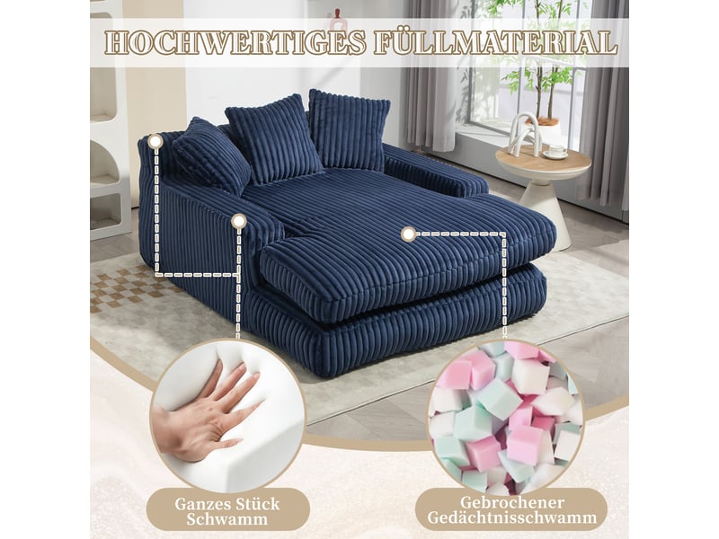 Canapé convertible, canapé-lit – en velours tricoté, coussins inclus, 1 place, bleu, style cloud - Conforama C