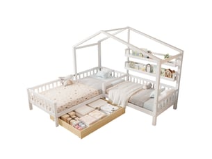 Lit avec rangement 90x200 cm MEUBLIV   coloris blanc