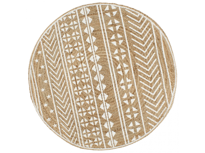  Tapis en jute tissé à la main avec imprimé blanc 90 cm - comfortxl 133692 - Conforama B