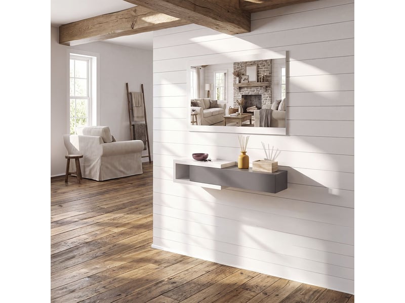  Armoire de couloir derek avec miroir blanco artik (blanco mate) - gris grafito 95 x 19 x 26 cm REC26A01AG - Conforama C