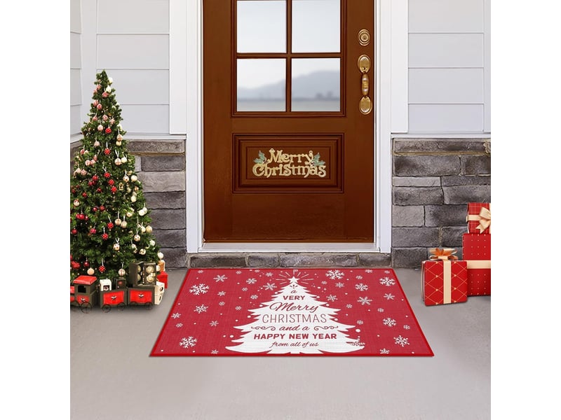  Tapis de noël - 40 x 60 cm - décoration de noël - paillasson de porte - pour chambre à coucher, couloir, salon, sol, cuisine, salle de bain (h)  - Conforama D