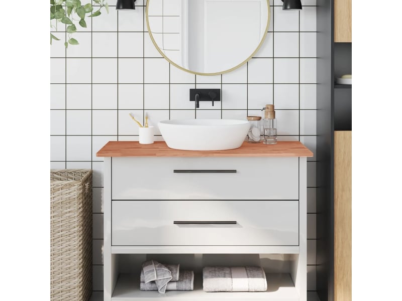  Comptoir de salle de bain, plan de travail 100x60x1,5 cm bois massif de hêtre cf65710  - Conforama B