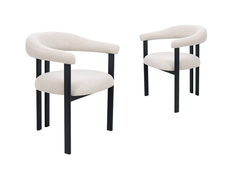  Lot de 2 chaises en tissu texturé écru pieds en métal noir adriana A4060-ECR-NOI - Conforama B