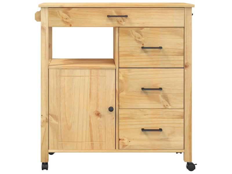  Desserte de cuisine, chariot de rangement 84x40x88.5cm bois massif de pin shl95772  - Conforama E
