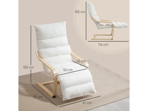 Fauteuil relax avec repose-pieds réglable en tissu sherpa blanc