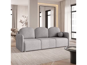 Canapé droit convertible <strong>MASSENO</strong> <strong></strong> 3 places Tissu gris avec coffre de rangement