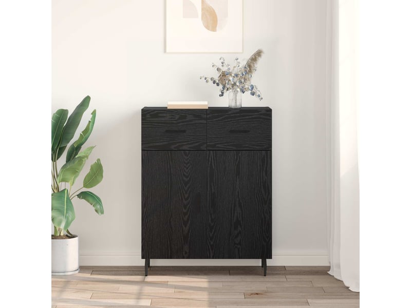 Buffet - bahut - meuble de rangement chêne noir 69,5 x 34 x 90 cm bois d'ingénierie  - Conforama D