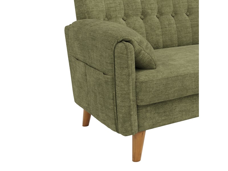  Canapé 2 places 161,5x79x83,5 cm avec poches latérales chenille vert  - Conforama D