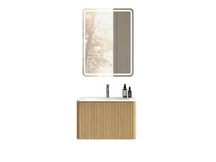 Armoire de salle de bain suspendue avec 1 tiroir, vasque intégrée et miroir led sans cadre pour salle de bain