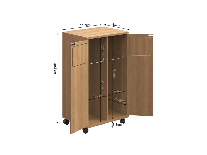  Meuble de tri des déchets modenvie 2 compartiments sur roulettes effet chêne mdf naturel 46,7 x 35 x 80,3 cm  - Conforama C