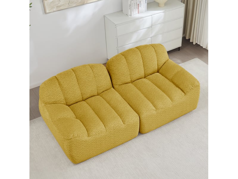 Canapé modulable 2 places en forme de coquillage jaune - Conforama D