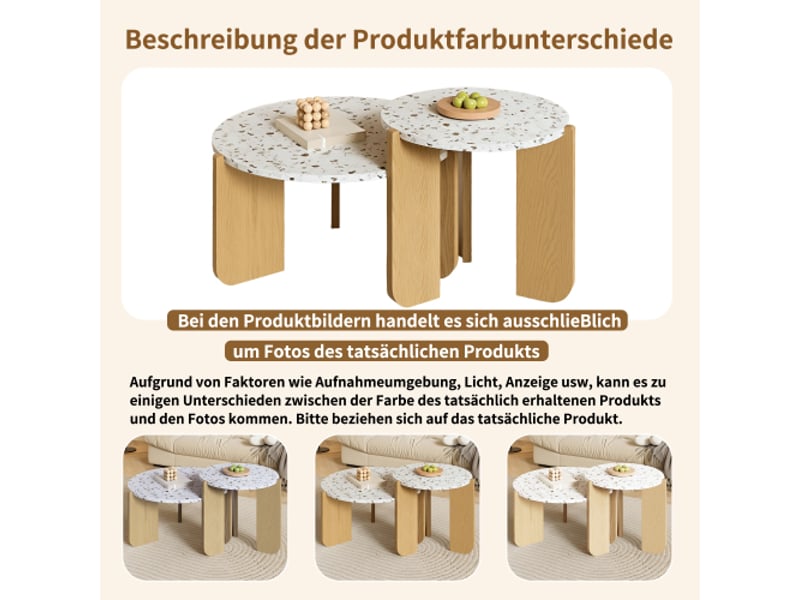  Lot de 2 tables basses gigognes rectangulaire naturel - 70x70 cm mdf table basse naturel - Conforama E