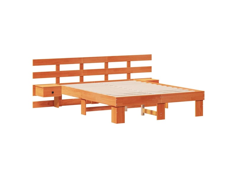  Lit double- lit adulte -  cadre de lit avec tête de lit marron 120 x 190 cm pin massif  - Conforama C