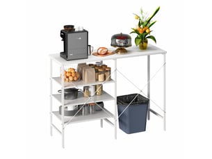 Table de rangement multifonction 120x40x85,5 cm blanc mdf et métal, pour cuisine, salon, cave et garage