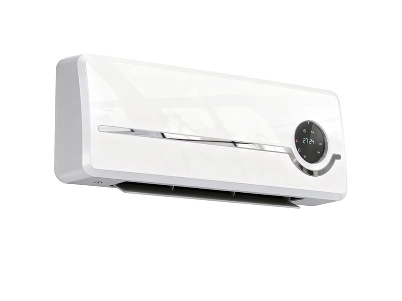 Chauffage mural en céramique 10002000w, radiateur électrique, ventilateur, thermostat, minuterie, 50x18,6x12,9cm, blanc - Conforama A