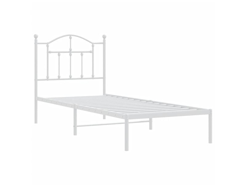  Lit simple- lit adulte -  cadre de lit métal sans matelas avec tête de lit blanc 80x200cm  - Conforama B
