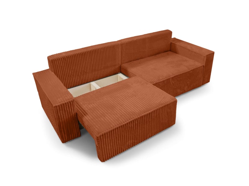  Farah - canapé droit 3 places convertible en velours cotelé épais  - Conforama D