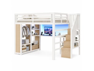 Lit mezzanine 140x200 cm <strong>HAVRYA</strong>  <strong></strong> coloris blanc